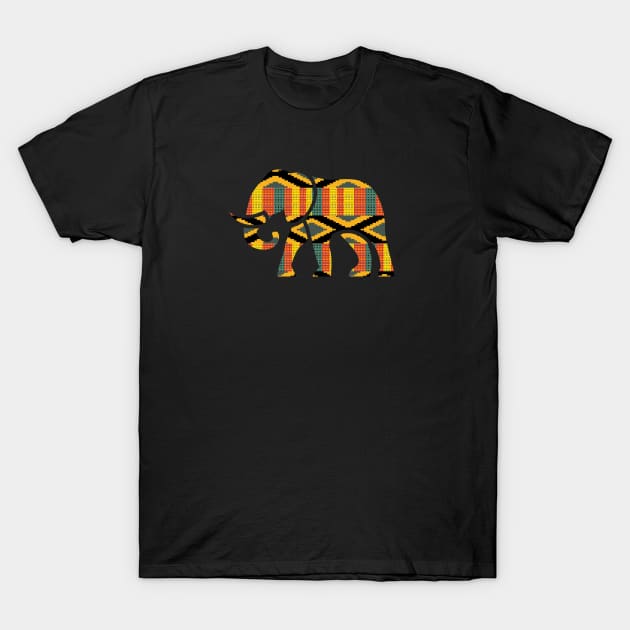 Elephant Animal with African Kente Pattern T-Shirt by kentevibes